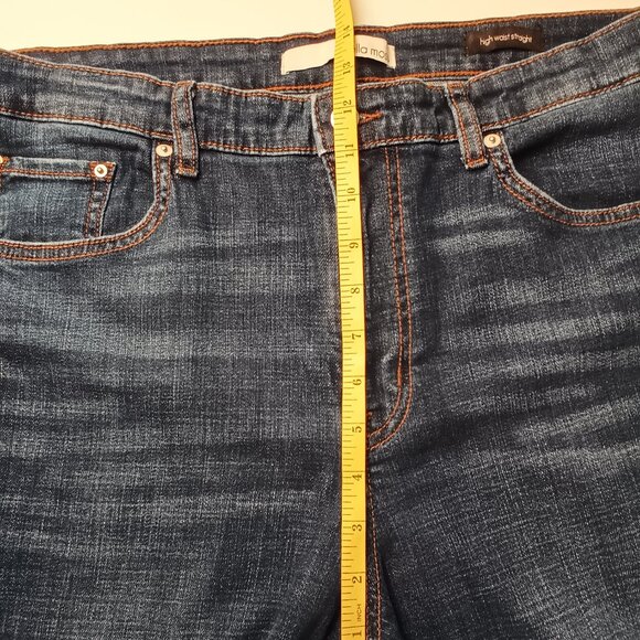 Ella Moss Jeans Size 14/31 Cropped  High Waist Straight Medium Dark Wash - Picture 8 of 10